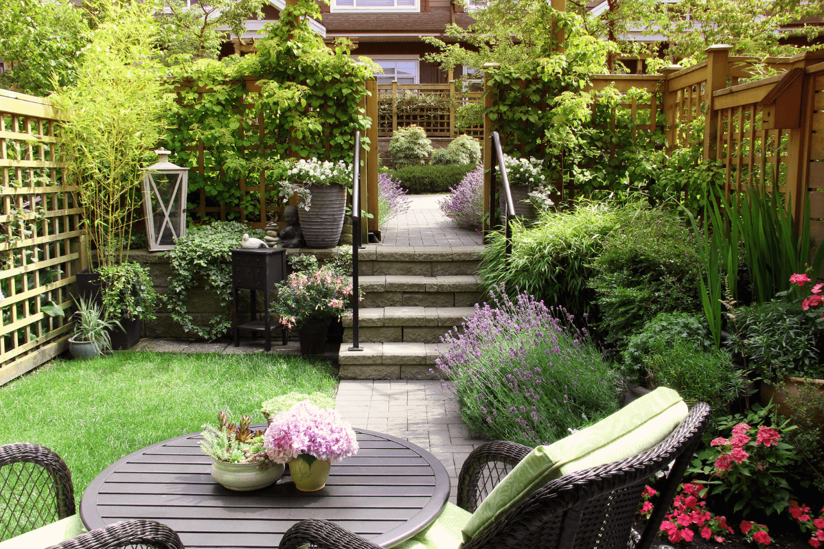 small townhouse well kept garden